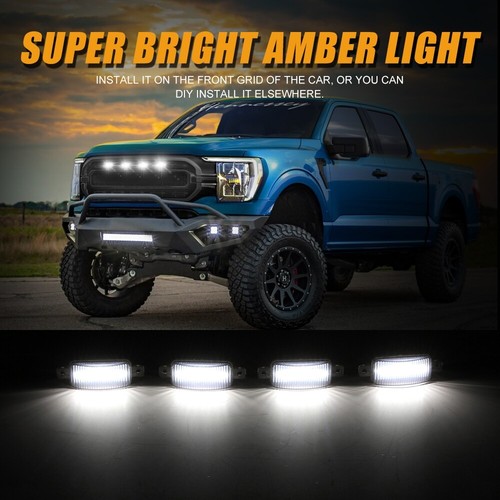 4pcs Smoked Lens White LED Front Grille Running Lights for Ford F150 F250 F350 - Foto 2 di 12