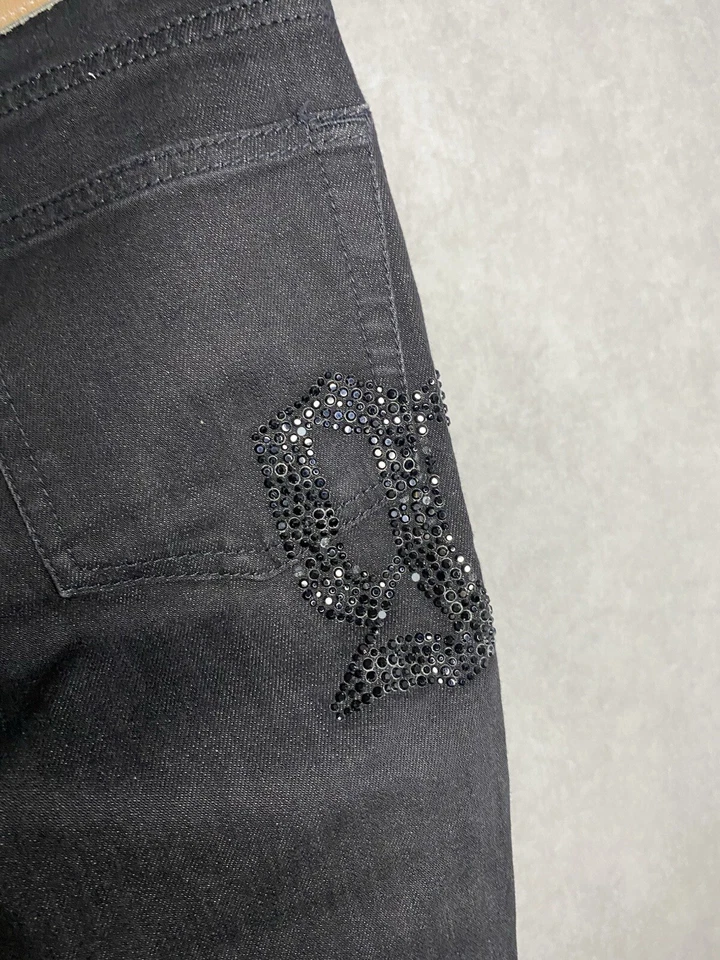 Calça jeans John Galliano preta jeans feminina vintage tamanho Itália cintura 27 gazeta - Imagem 3 de 4