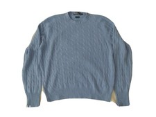 Polo Ralph Lauren CASHMERE periwinkle blue Fisherman's cable knit Sweater XL