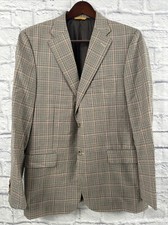 Hickey Freeman Mens Traveler Wool Multiccolor Check Sport Coat Jacket 43 Regular