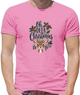 Oh Deer Christmas Is Here - Mens T-Shirt - Cute Xmas Santa Festive Love
