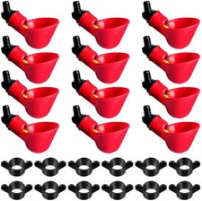 12pcs Poultry Water Drinking Cups Waterer Chicken Hen Plastic Automatic Drinker