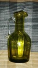 Vintage Green Blown Glass Oil or Vinegar Cruet Bottle 5'' No Stopper — photo 2