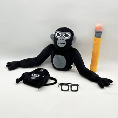 Gorilla Tag Monke Plush Doll With Backpack,Glasses And Pencil