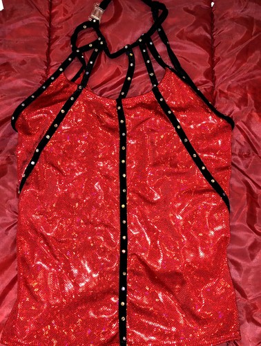 NAUGHTY SEXY WOMAN HALLOWEEN COSPLAY COSTUME RED BLOUSE VAMPIRE THEME SIZE AME - 第 1/11 張圖片