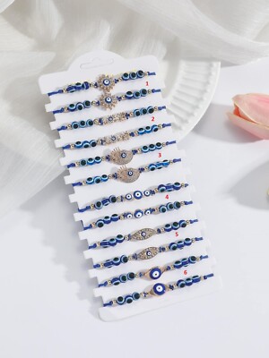 NWT Bead Blue Evil Eye Turkish Love Bracelet Women Charm Lucky Charm