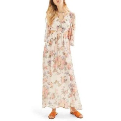 topshop chiffon maxi dress Topshop Abstract Print Long Sleeve Chiffon Maxi Dress In Burgundy Multi - 25% Off