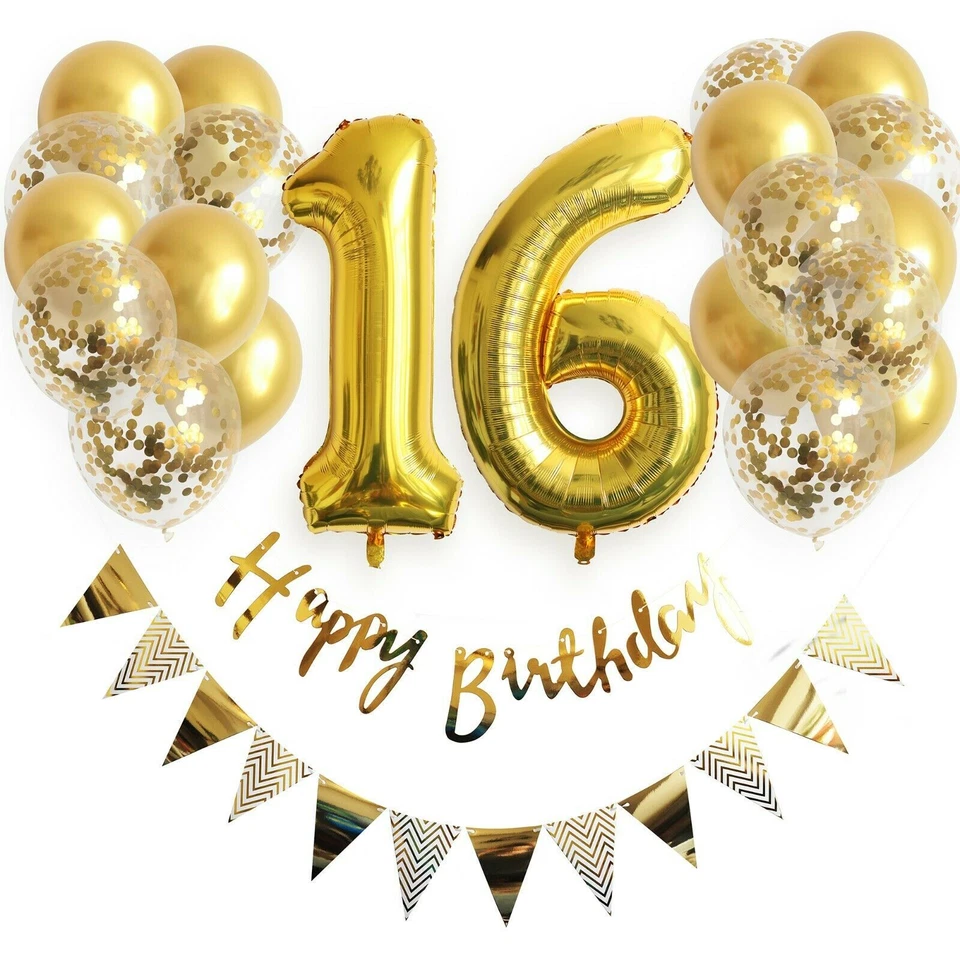 Luftballon Set 1-100 Gold Geburtstag Zahlen Alter Party Konfetti Happy Birthday - Bild 2 von 4