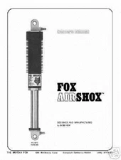 Fox Air Shox Rear Motorcycle Shocks Owners Manual Copy VMX Vintage
