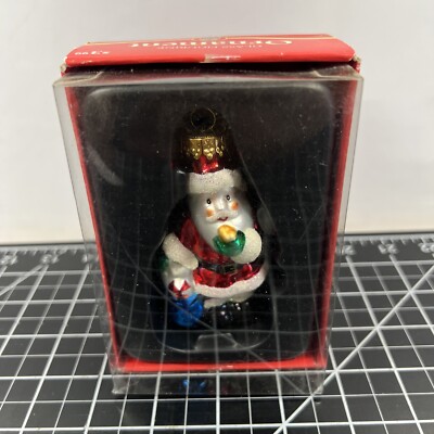 Rite Aid Vintage Glass Collectible Christmas Santa 3D Ornaments Original Box