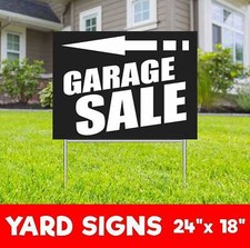 GARAGE SALE Yard Sign Corrugate Plastic with H-Stakes Yard Sale Flea Market Lawn