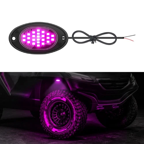 8Pc 24-LED Rock Lights Underbody Trail Rig Glow Lamp Offroad SUV Pickup Truck - Foto 26 di 26