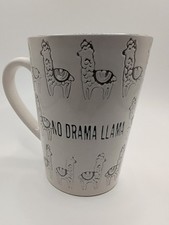 Pfaltzgraff No Drama Llama Embossed White Coffee Mug 16 Oz