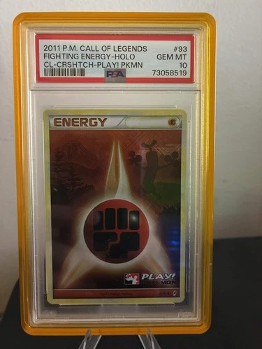2011 POKEMON CALL OF LEGENDS #93 FIGHTING ENERGY-HOLO CROSSHATCH PLAY! PSA 10