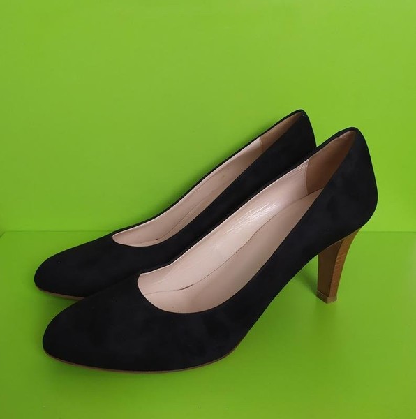 Women Navyboot Heels Black Suede 39.5