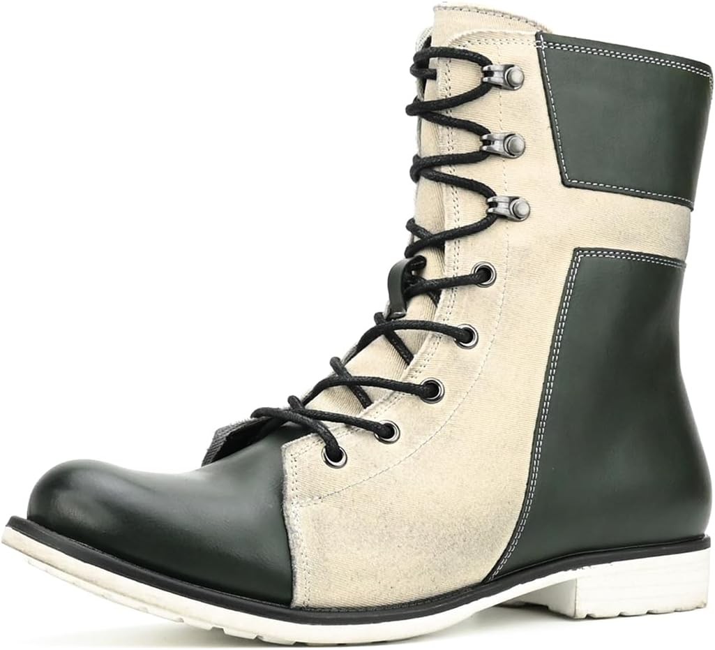 Combat Boots for Men Casual Dress Retro Lace Up Motorcycle Boots Retro Punk Leather Motorcycle Boots – Gear Rider main image 3