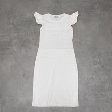 RED VALENTINO Frills Knit Dress Women White Openwork knitting Genuine