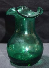 Vintage Hand Blown Scalloped Vase Seafoam Green 5