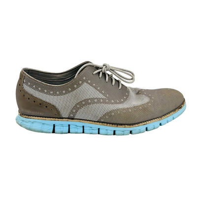 Men 11.5 M Cole Haan ZeroGrand Grand.OS No Stitch Wingtip Shoes Gray Blue C27486
