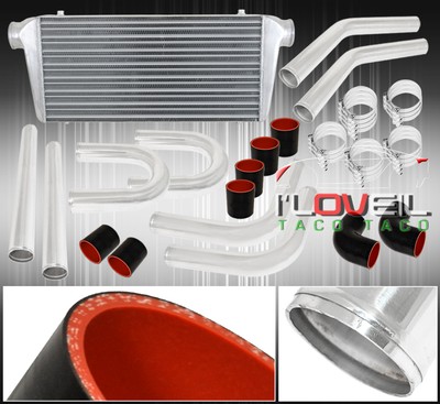 31''X11.75''X3.0'' Aluminum Turbo Intercooler + 75mm Piping Kit Upgrade Coupler Blk