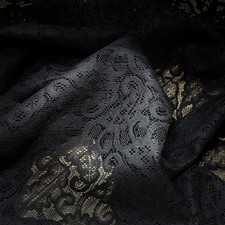 Black Floral Lace Embroidery Fabric Bridal Dress Gothic Wedding 54”