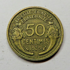 France 50 Centimes 1939 Aluminum-Bronze KM#894.1