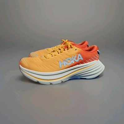 Hoka One One Herren Bondi X UK8,5/US9 Carbon Plate Laufschuhe Orange/Rot Neu mit Karton