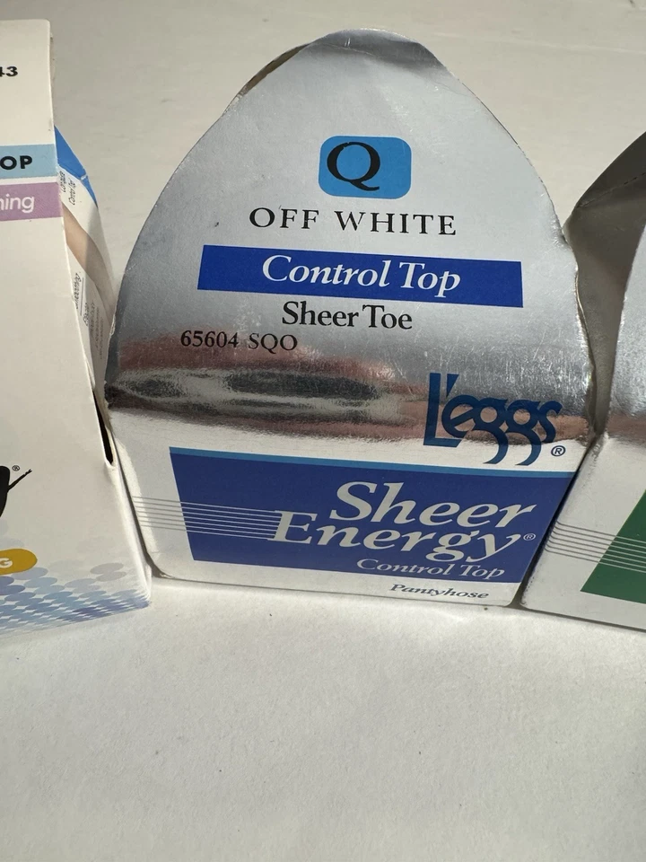 Nuevo Lote de 3 Pantimedias Legggs Sheer Energy Talla Q, Blanco, Desnudo, Azul Marino Foto 3 de 4