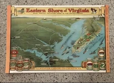 Scarce 1930s Easter Shore Of Virginia G.L. Webster Canning Co. Map Broadside 