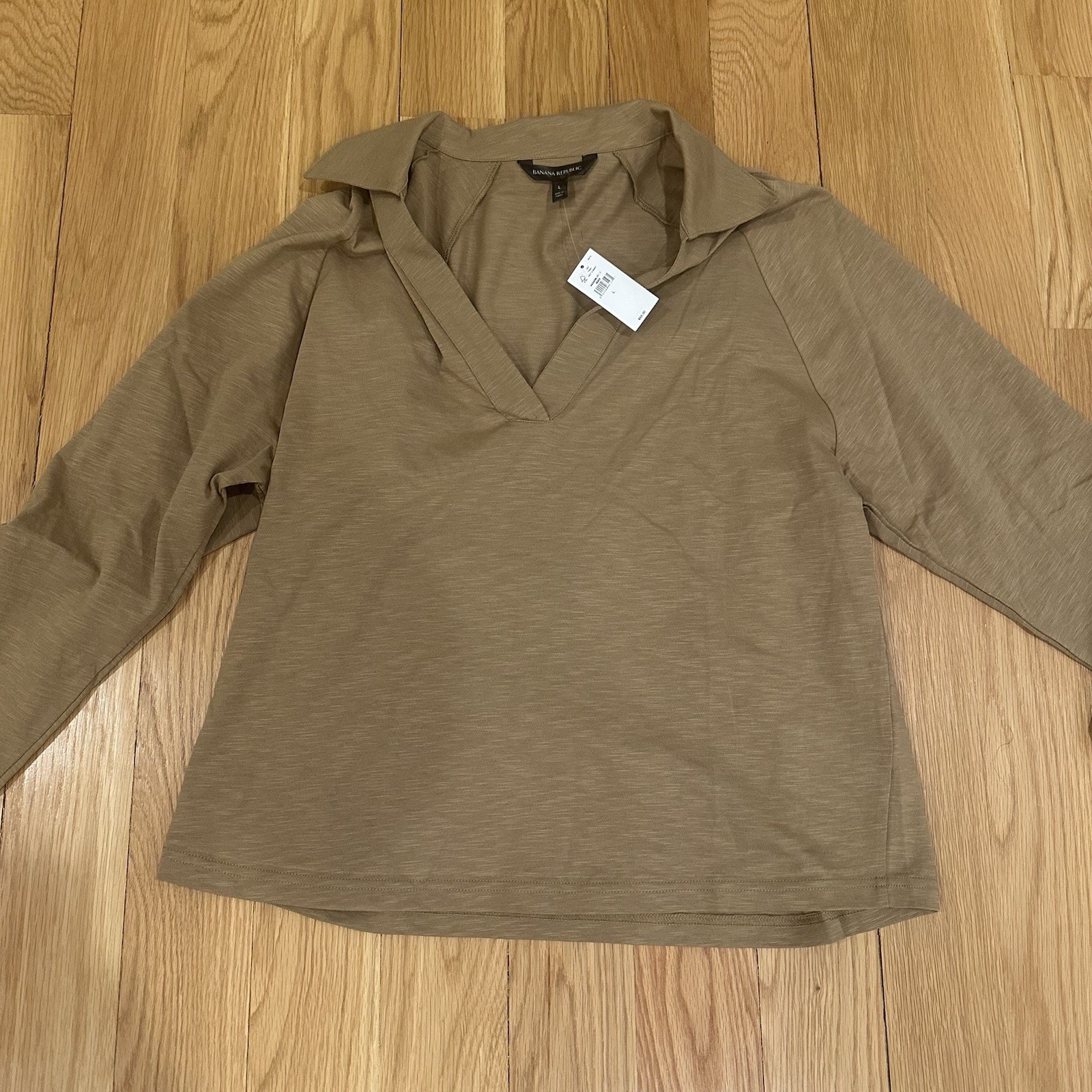 Banana Republic Sweater Womens L Brown Merino Wool Preppy Minimalist Neutral NWT