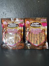 2 Pack Lovin Tenders 8 in Pork, Chicken Rawhide Rolls, Dog Treat 7oz Exp: 2/27