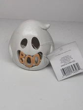 Vintage Halloween Decor Blinking Light-up BOO Ghost Resin Tabletop 3"