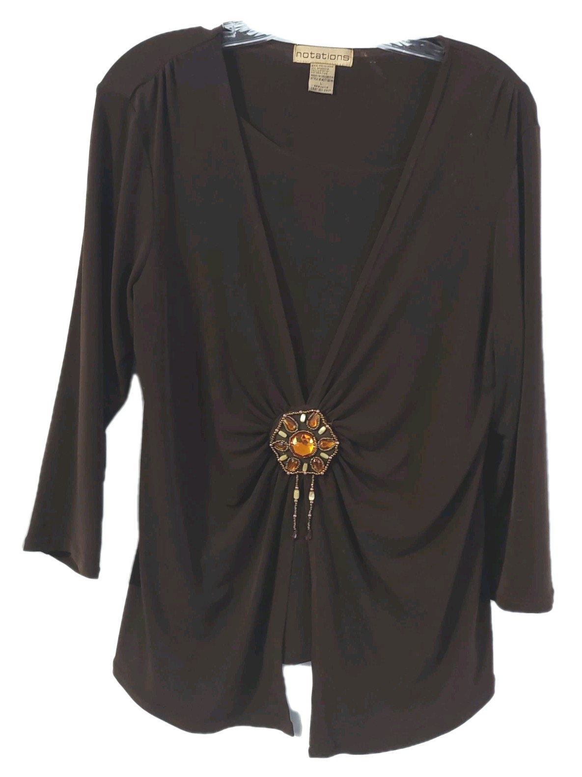 Notations Womens Blouse Size Large Rhinestones Me… - image 1