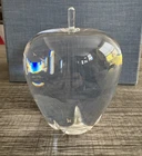Vintage Steuben Crystal Apple Paperweight Signed Clear Art Glass 4”