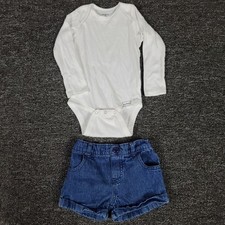 Girls Clothing Lot 24 Months Gerber Onesie  Garanimals Denim Jean Shorts Outfit