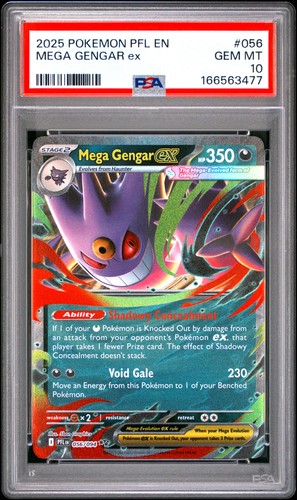 2025 POKEMON PFL EN-PHANTASMAL FLAMES #056 MEGA GENGAR EX PSA 10