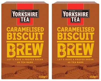 Yorkshire Tee Karamellisiert Keks Brühen Geschmack Teebeutel x40 (2er Pack, Tot...
