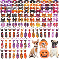 100 Pcs Halloween Dog Bow Ties Collar Set,Bowties for Dogs Bulk