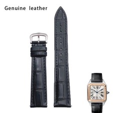 18/20MM LEATHER STRAP BAND FOR FIT CALIBRE DE CARTIER SANTOS DUMONT WATCH BLACK