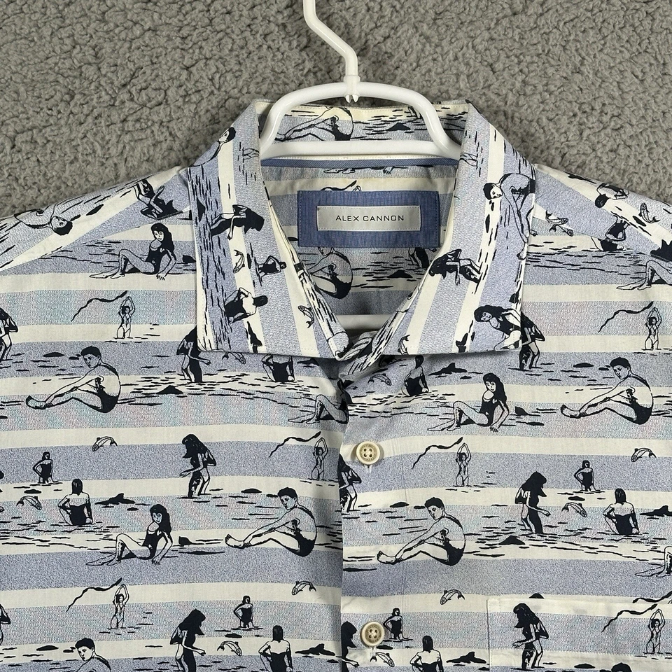 Alex Cannon Shirt Mens XL Hawaiian Button Up Short Sleeve Beach Girl Tropical - Image 2 of 4