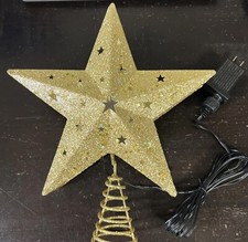 Glittering GOLD 12" Tree Topper STAR LED Projector w/Swirling Light STARS COOL 