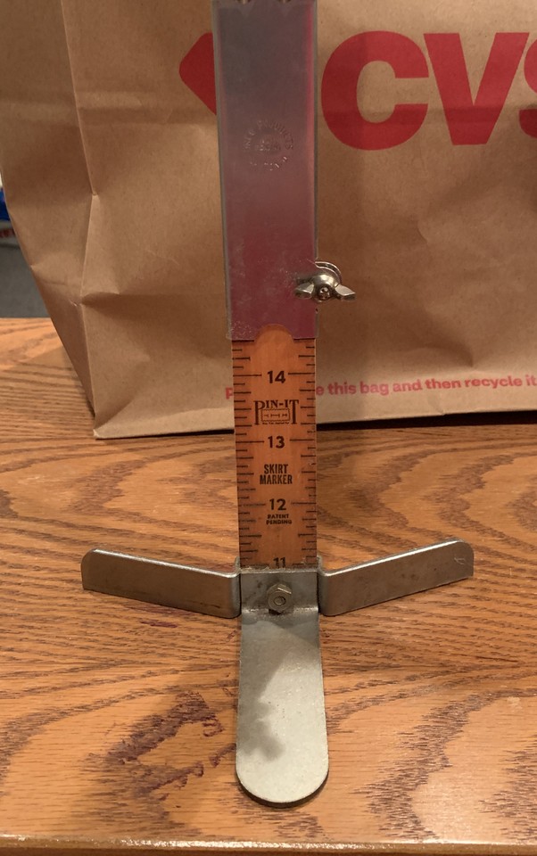 Vintage Skirt Dress Hemmer Wood Ruler Tailor Sewing Seamstress Tool Hem