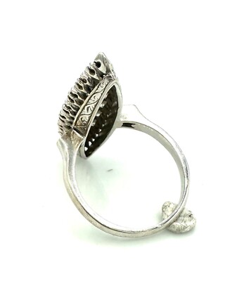 Bague En Or 18 Carats Blanc Avec Diamants Marquise 2,60 Carats - Occasion, Taille 56, 6,82g, Style Alliance