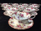 (10) Aynsley PINK 'Wilton' CREAM SOUP CUPS & LINERS