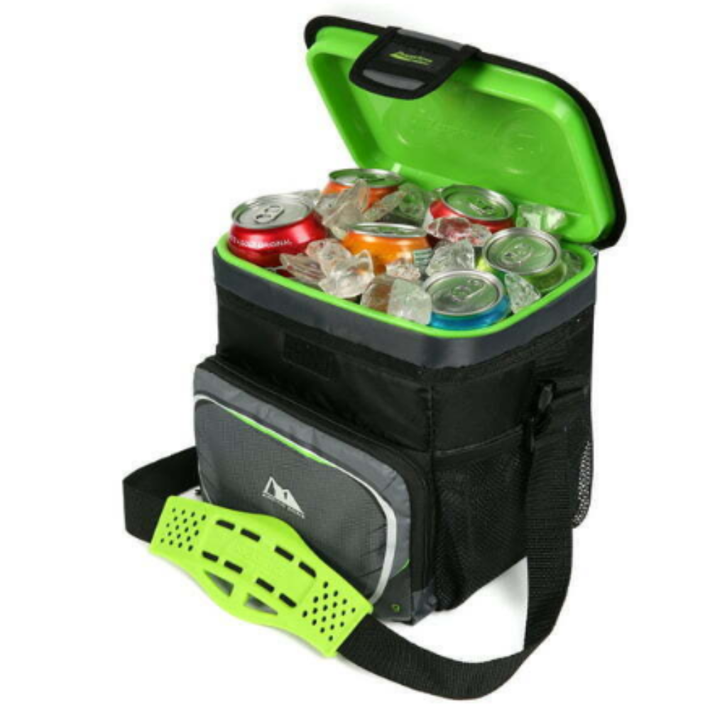 Lunch Box 9 Can Zipperless Soft Sided Cooler with Hard Liner Grey and Green eBay