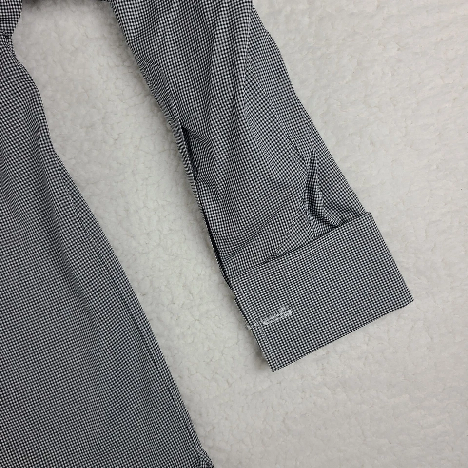 Camisa social masculina Ralph Lauren etiqueta roxa 16.5 34/35 preta branca com botões - Imagem 2 de 4