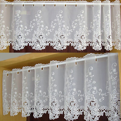 HiSnug Weihnachts Gardine Weiß - Bistrogardine Mit Glocken 150x60cm