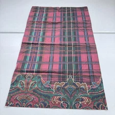 vintage jcpenney pillowcase standard pink green plaid cotton blend y2k 90s 80s