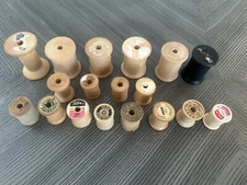 Vintage Wooden Thread Spools Sewing Lot Of 18, Coats & Clark’s, Belding & Other