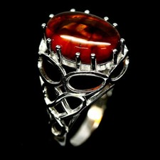 Honey Amber Ring Sterling Silver Handmade Filigree Setting Size 7 Translucent